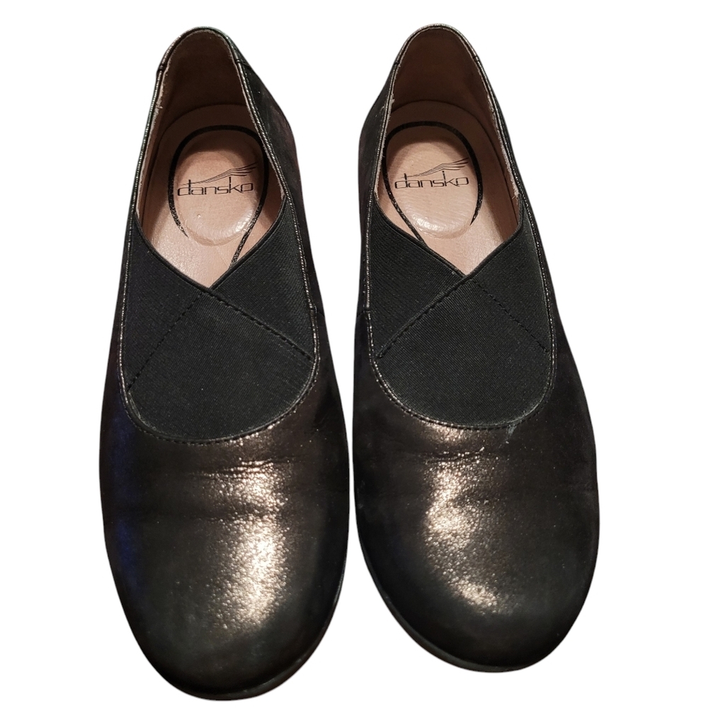 Dansko Ann black shimmer slip-on shoes - 7. (European 38)            D